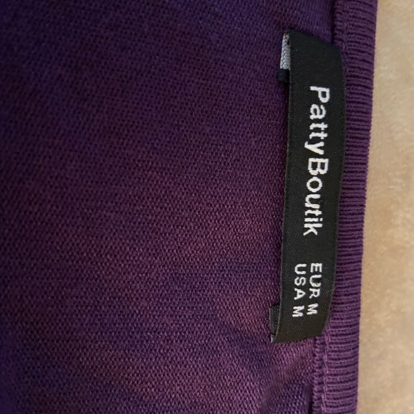 Patty Boutik purple long sleeve top with cowl neck with silver button size Med - Picture 5 of 10